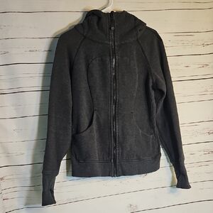 Lululemon Athletica Charcoal Grey‎ Full Zip Hoodie Jacket Thumbholes Women,Sz 8